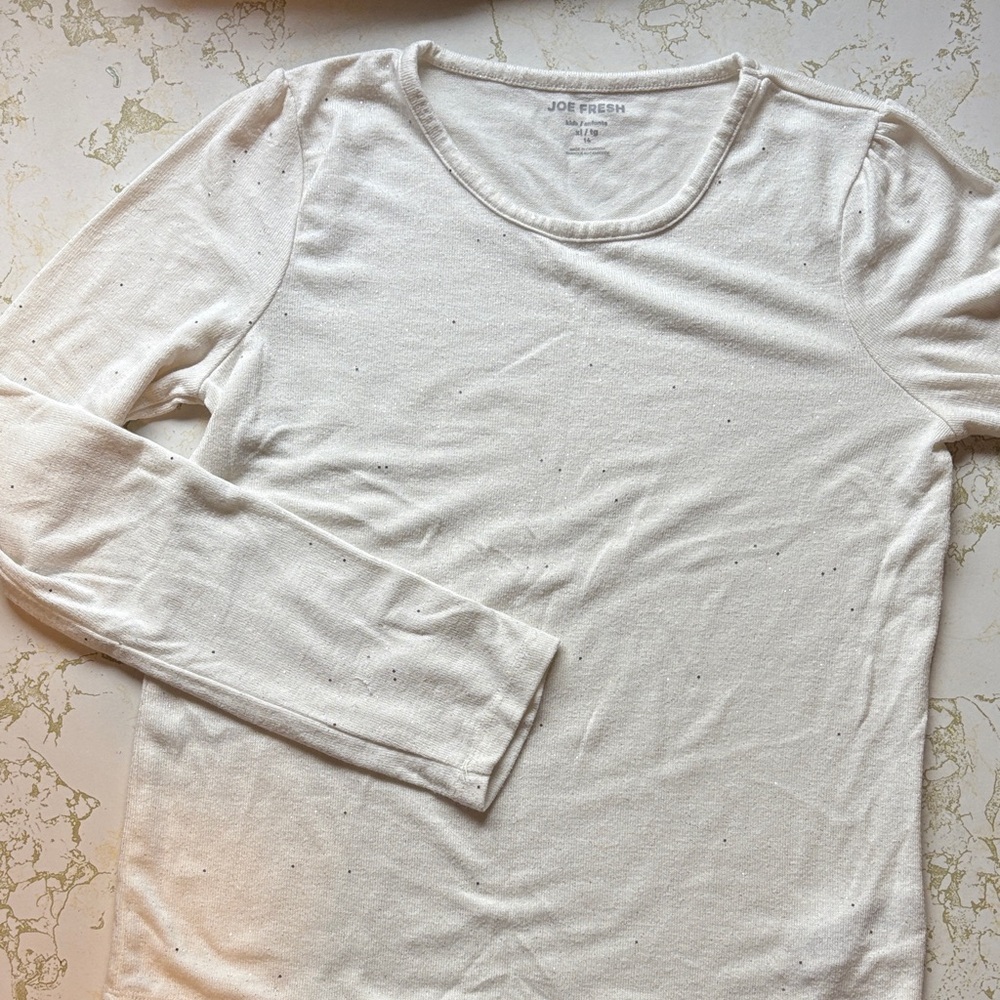 Joe Fresh Off-White Sparkle Kids Long Sleeve Top